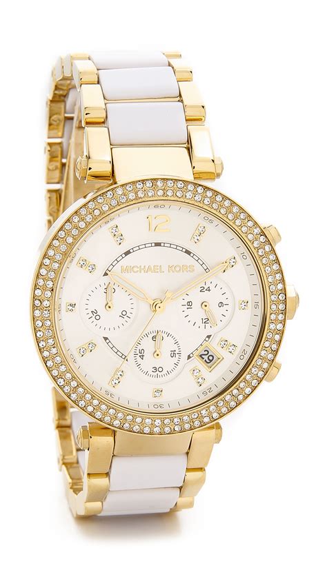 michael kors white and gold womens watch|michael kors watches ladies gold.